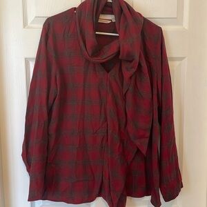 Women’s soft surroundings, size, large red, and gray flannel shirt